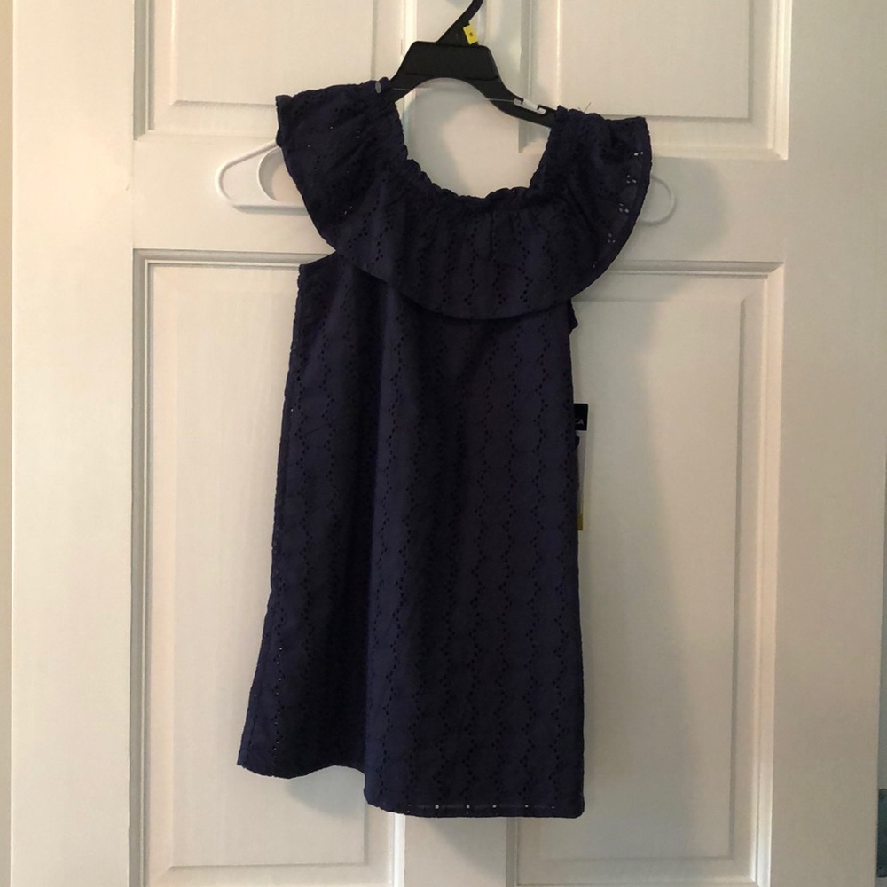 Navy girls eyelet dress